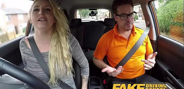 Fake Driving School British cheating blonde loula lou slurps up cumshot